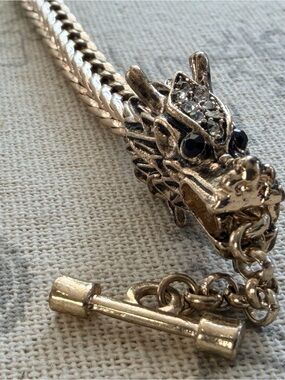 Dragon Head Toggle Bracelet - Gold Tone